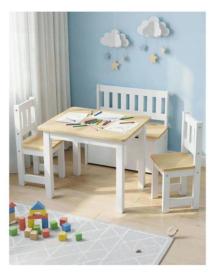 Activity Table & Storage Bench & Chair Set in Natural image 3