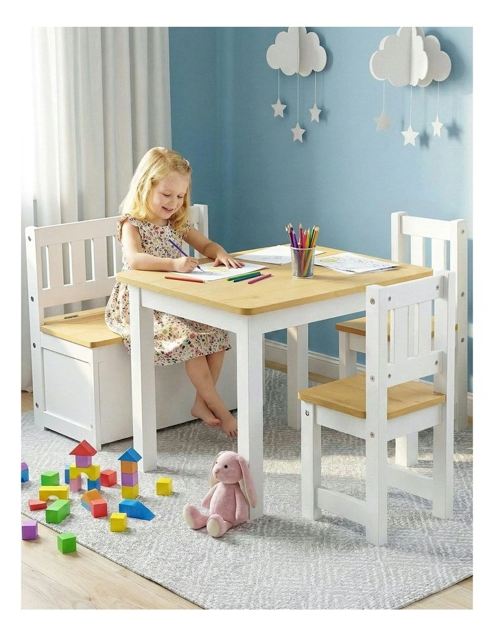 Activity Table & Storage Bench & Chair Set in Natural image 5