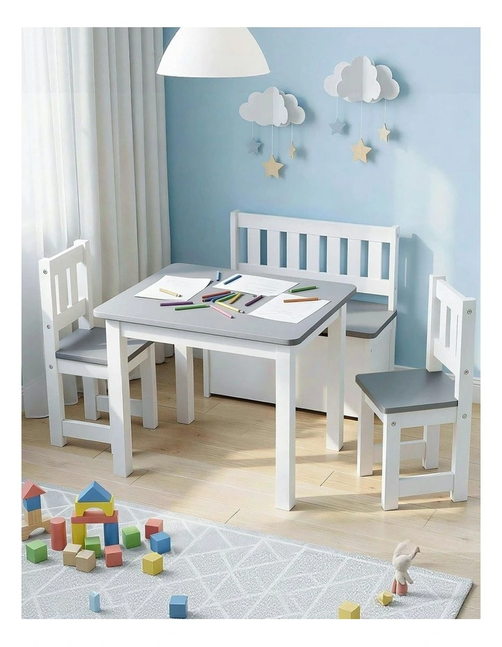 Activity Table with Storage Bench & Table and Chair Set in Grey image 3
