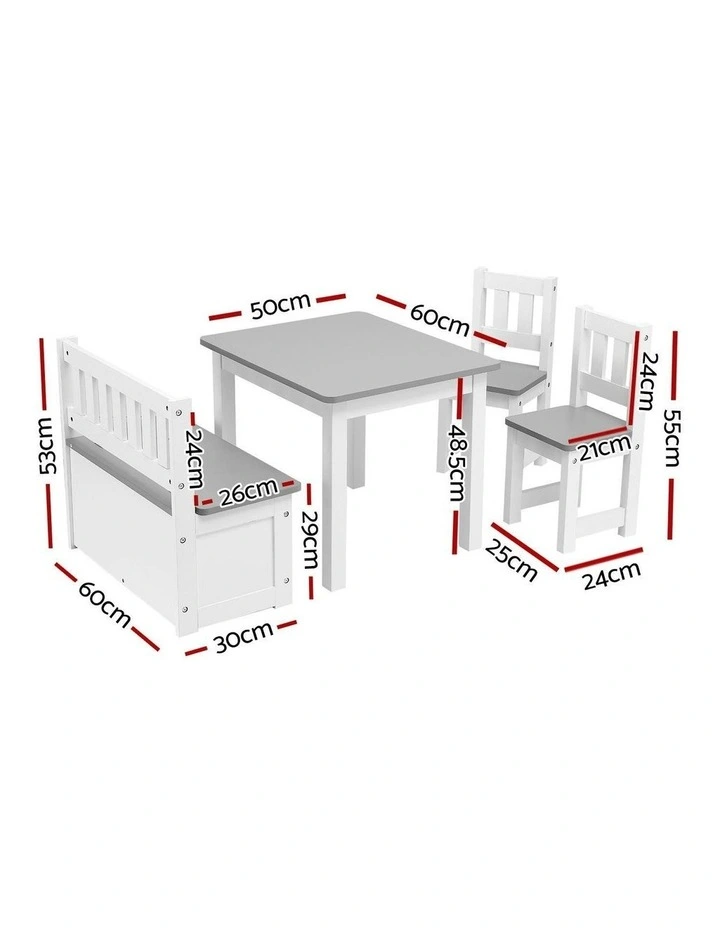 Activity Table with Storage Bench & Table and Chair Set in Grey image 4