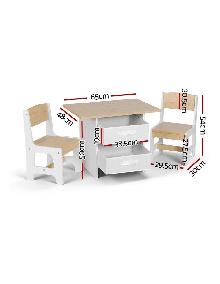 Table and 2 Chairs Set Activity Table with Storage Drawers 2 in Natural image 4