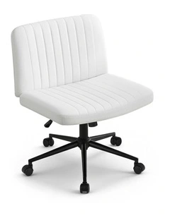 Armless Swivel Vanity Criss Cross Legged Office Chair in White