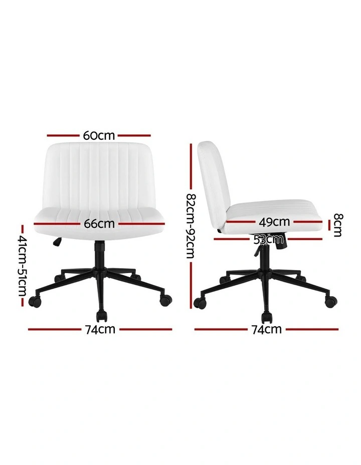 Armless Swivel Vanity Criss Cross Legged Office Chair in White image 4