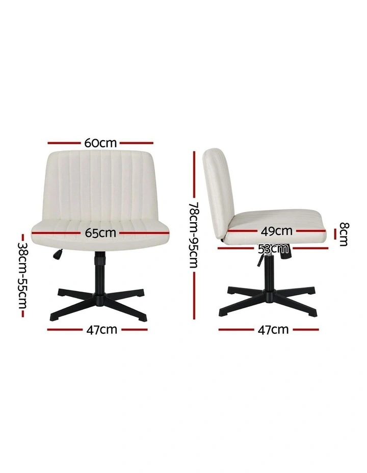 Armless Swivel Criss Cross Legged Office Chair in Beige image 4