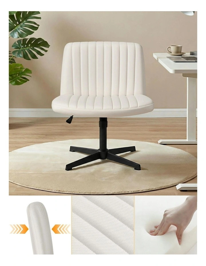 Armless Swivel Criss Cross Legged Office Chair in Beige image 5
