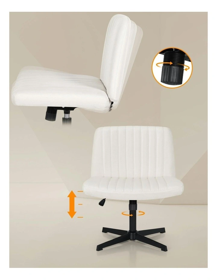 Armless Swivel Criss Cross Legged Office Chair in Beige image 7