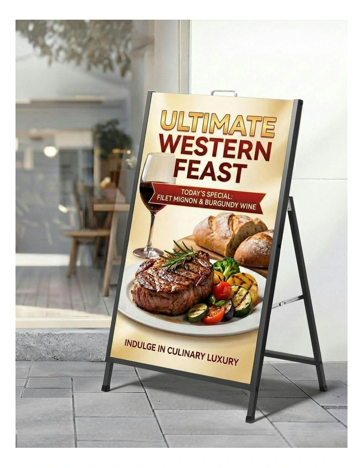 Outdoor Advertising Sided Poster Display Board A1 Frame Sign Stand Single 60x90cm in Black image 3