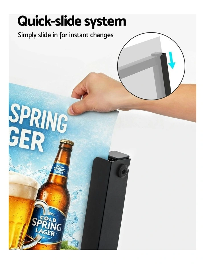 Outdoor Advertising Sided Poster Display Board A1 Frame Sign Stand Single 60x90cm in Black image 5