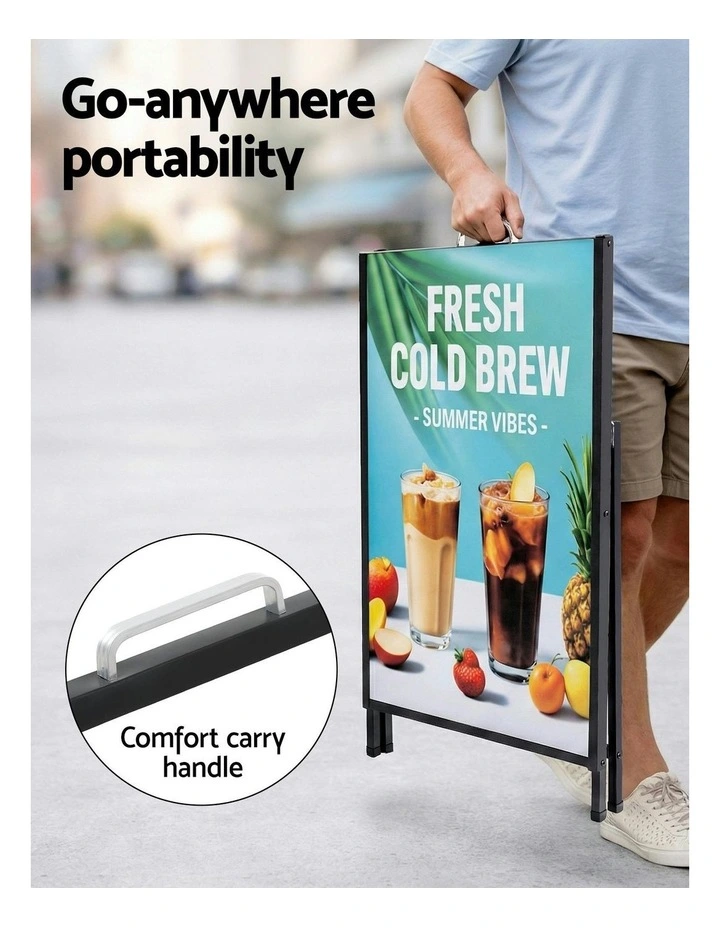 Outdoor Advertising Sided Poster Display Board A1 Frame Sign Stand Single 60x90cm in Black image 6