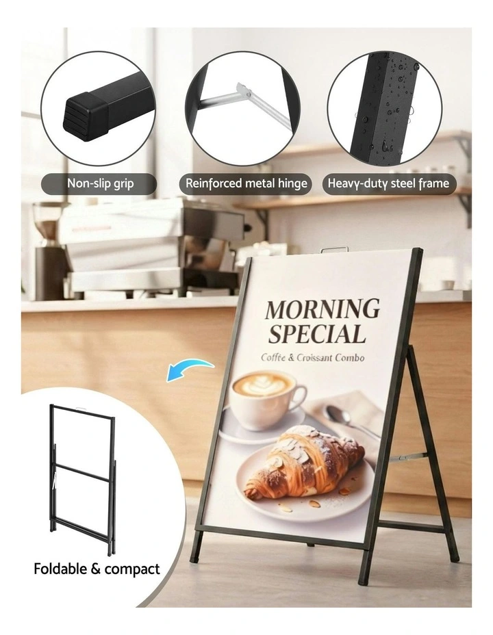 Outdoor Advertising Sided Poster Display Board A1 Frame Sign Stand Single 60x90cm in Black image 7