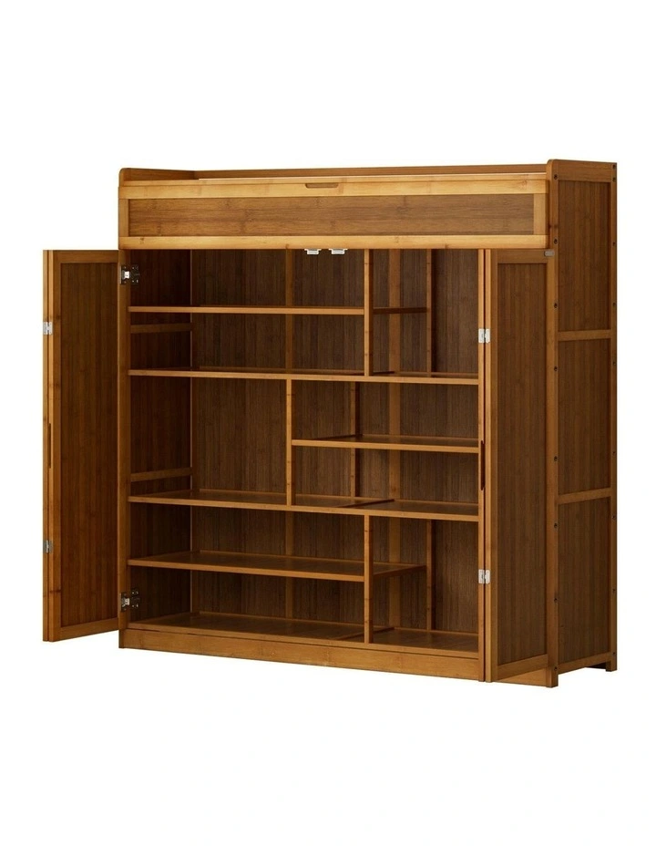 Storage Cupboard 30 Pairs Shoe Rack in Brown image 1