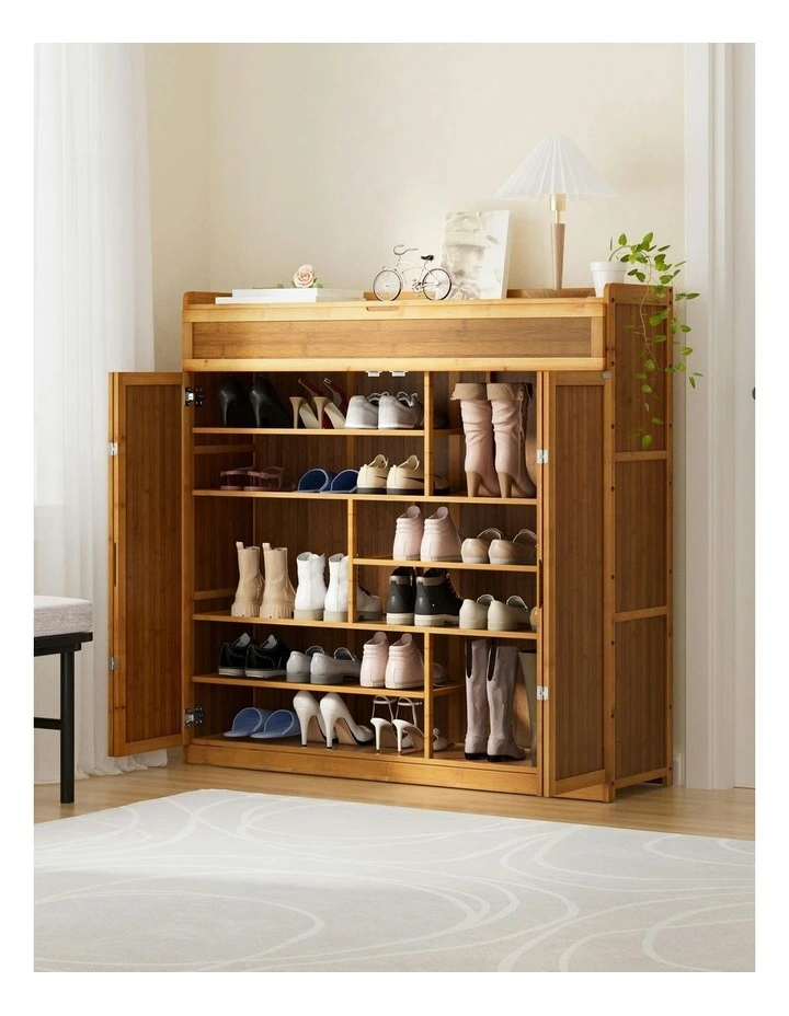 Storage Cupboard 30 Pairs Shoe Rack in Brown image 3
