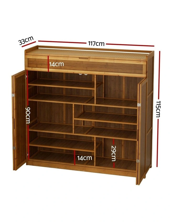 Storage Cupboard 30 Pairs Shoe Rack in Brown image 4