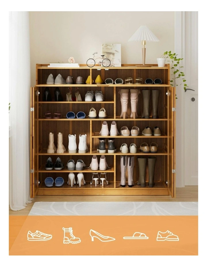 Storage Cupboard 30 Pairs Shoe Rack in Brown image 5