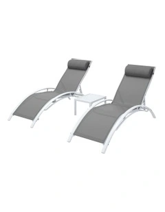 Steel Sun Lounge 3 Piece in White