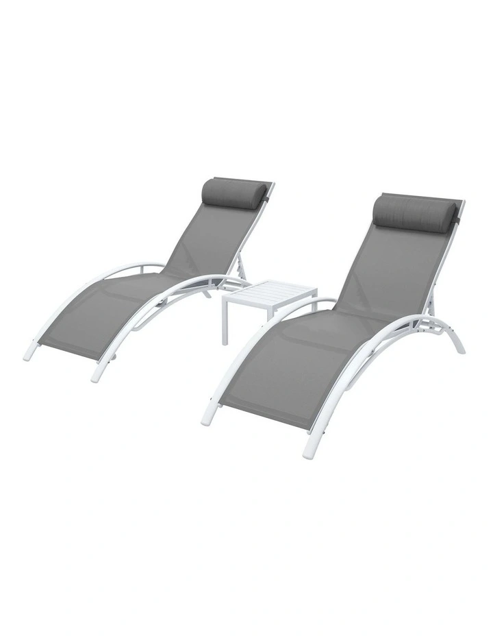 Steel Sun Lounge 3 Piece in White image 1