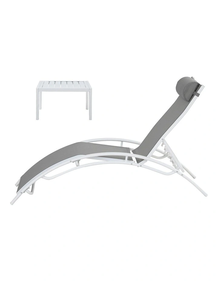 Steel Sun Lounge 3 Piece in White image 2