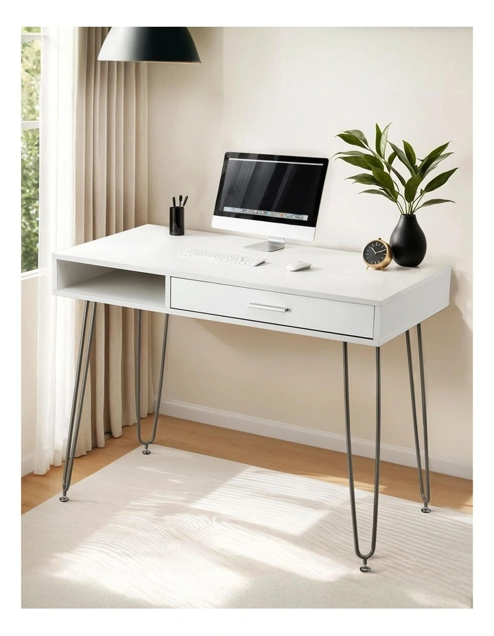Computer Desk Drawer Cabinet Home Office Desks Workstation 100cm in White image 3