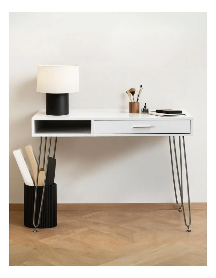 Computer Desk Drawer Cabinet Home Office Desks Workstation 100cm in White image 5