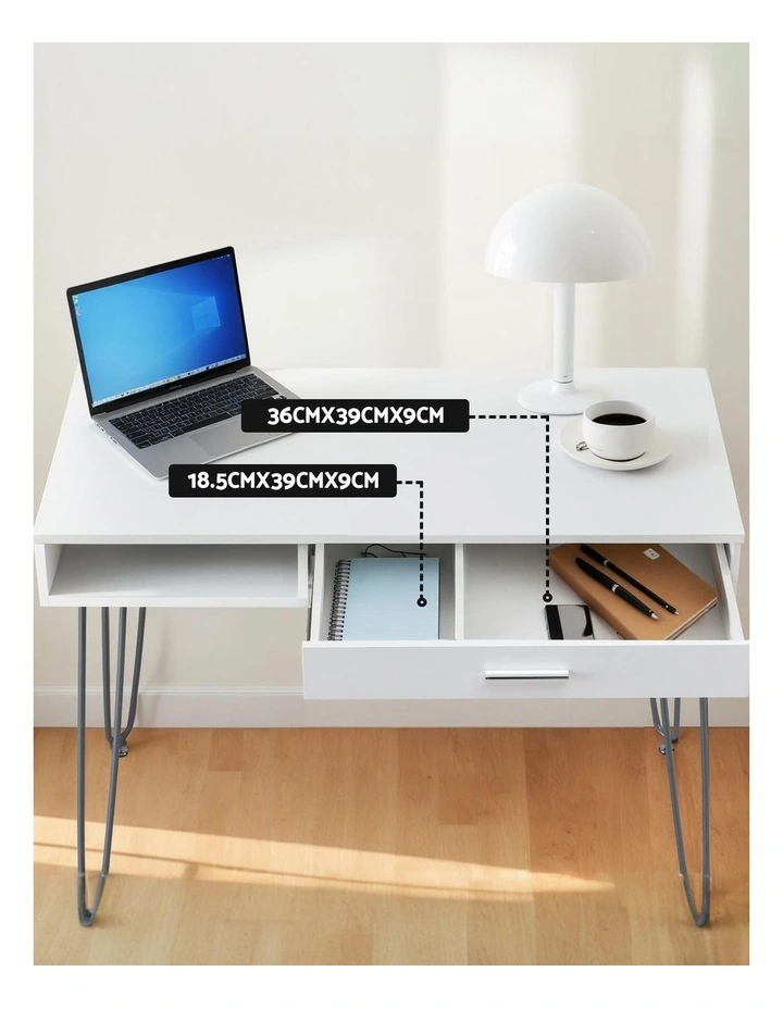 Computer Desk Drawer Cabinet Home Office Desks Workstation 100cm in White image 6