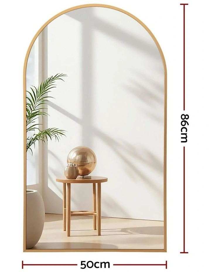 Vanity Makeup Home Decor Arched Wall Mirror 86x50cm in Gold image 4