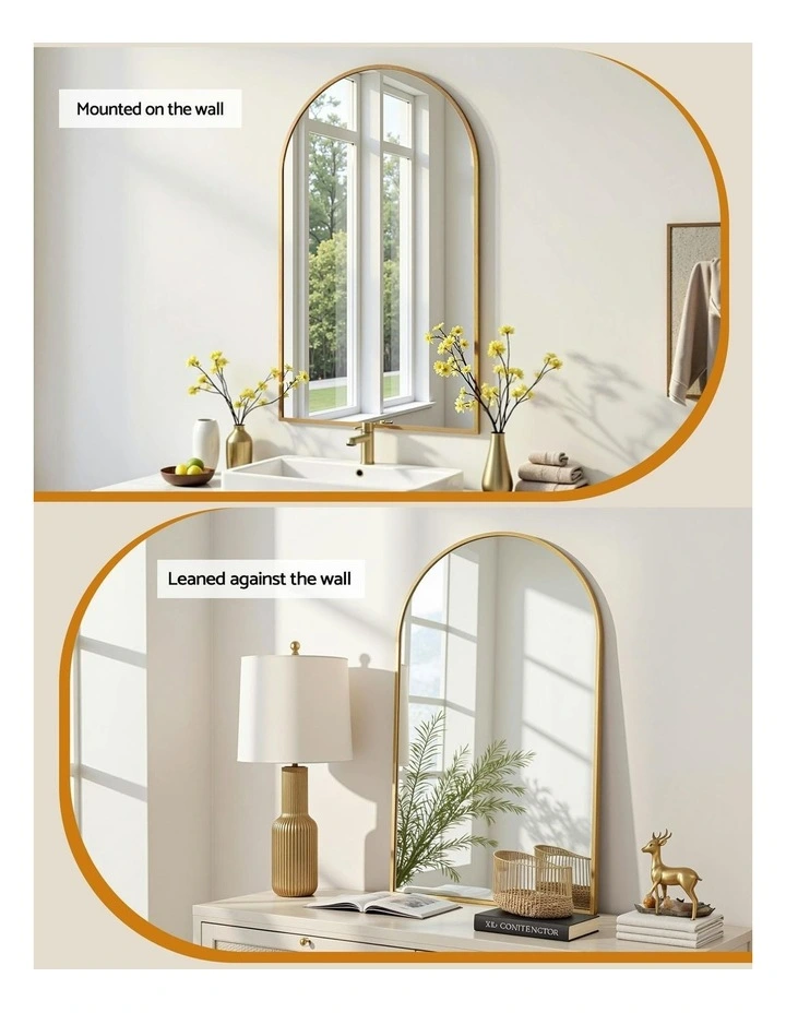 Vanity Makeup Home Decor Arched Wall Mirror 86x50cm in Gold image 7
