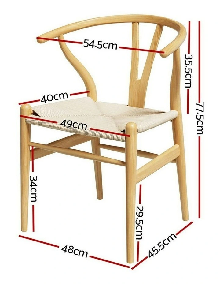 Wooden Rattan Seat Wishbone Back 1 Set of 6 Dining Chairs in Natural image 4