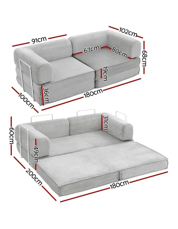 Convertible Folding Sofa Bed in Grey image 4