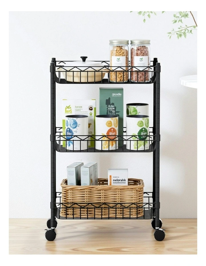 Adjustable 3-Tier Shelving Unit in Black image 3