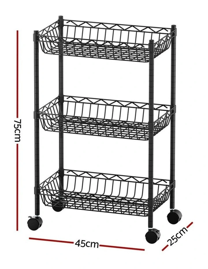 Adjustable 3-Tier Shelving Unit in Black image 4