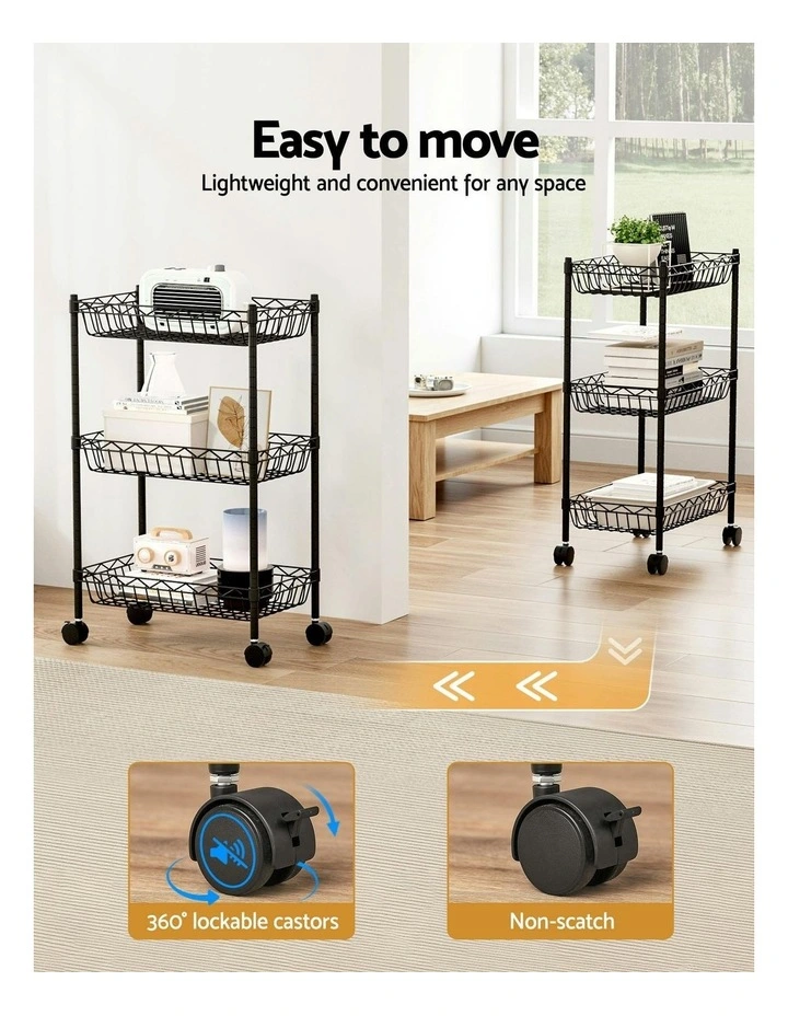 Adjustable 3-Tier Shelving Unit in Black image 7