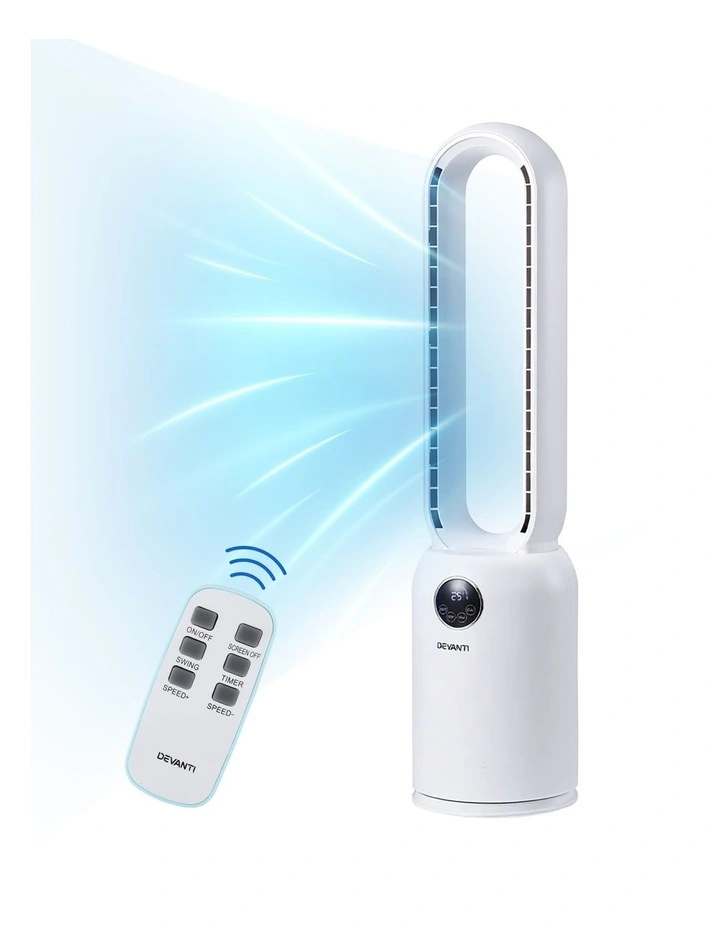 2in1 Bladeless Fan Air Purification with Remote 88cm in White image 1