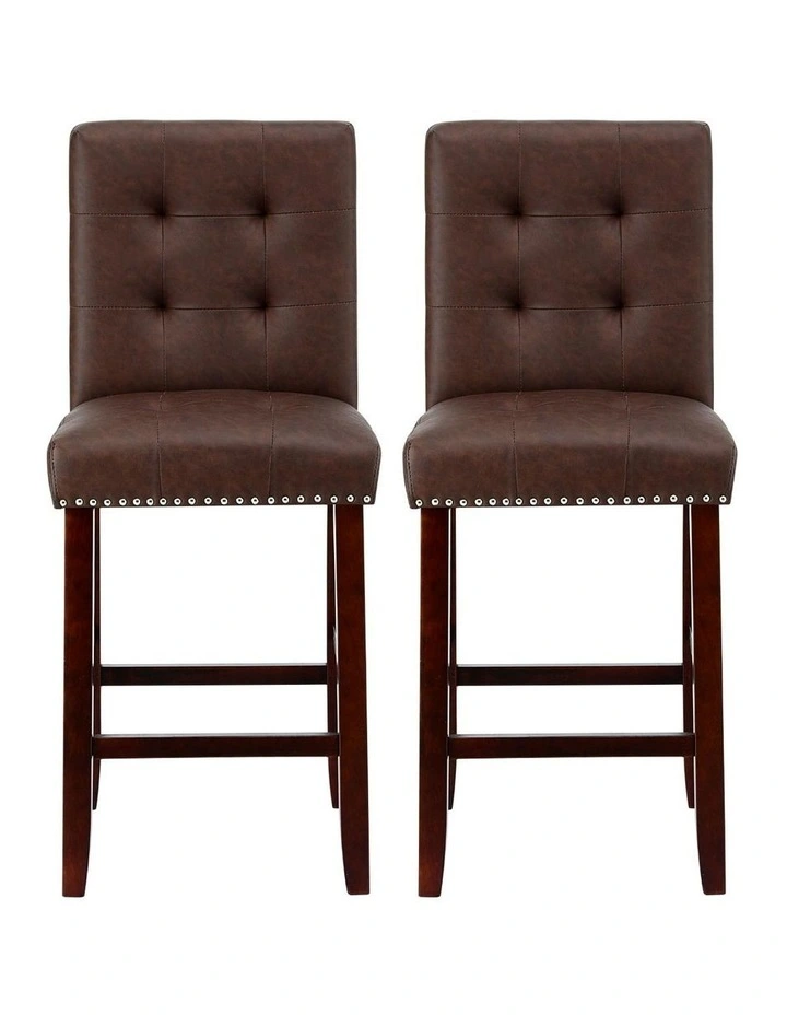 Kitchen Dining Chairs Counter 2x in Brown image 2