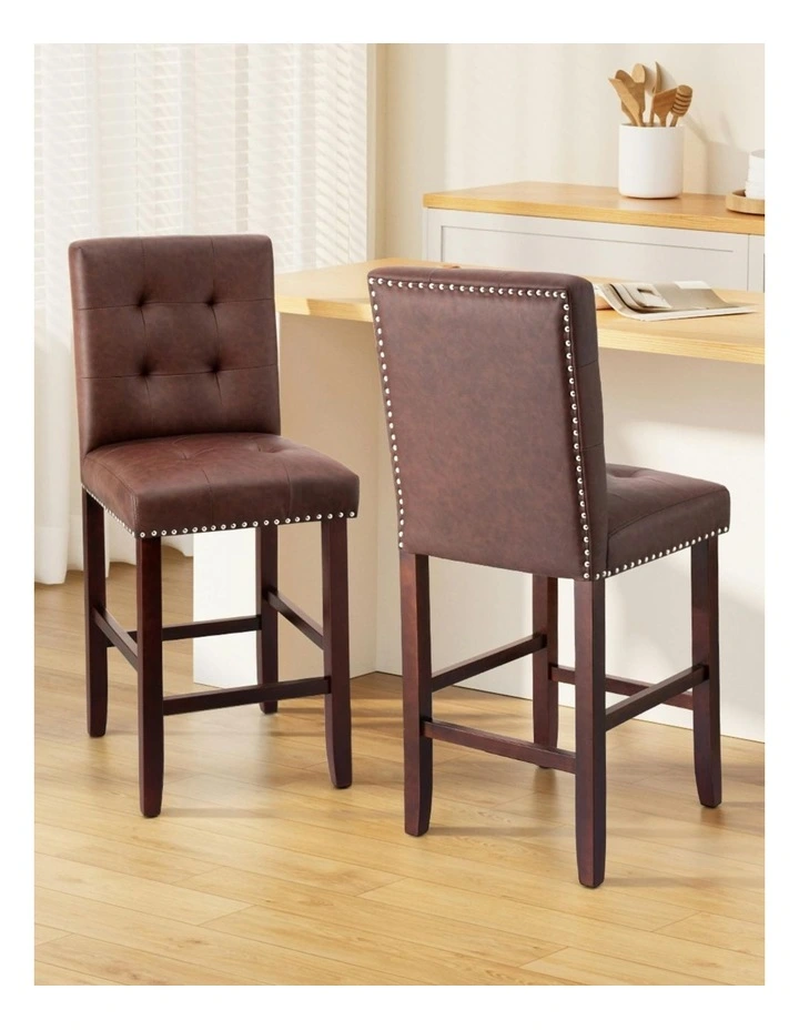 Kitchen Dining Chairs Counter 2x in Brown image 3