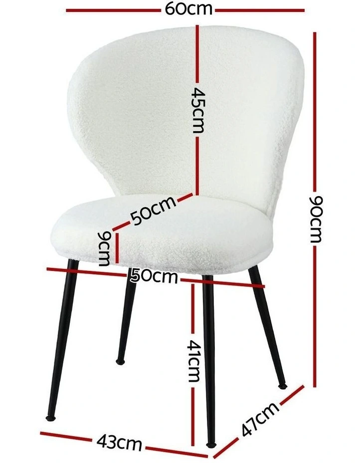 Sherpa Boucle Wing Back Dining Chairs 2x in White image 4