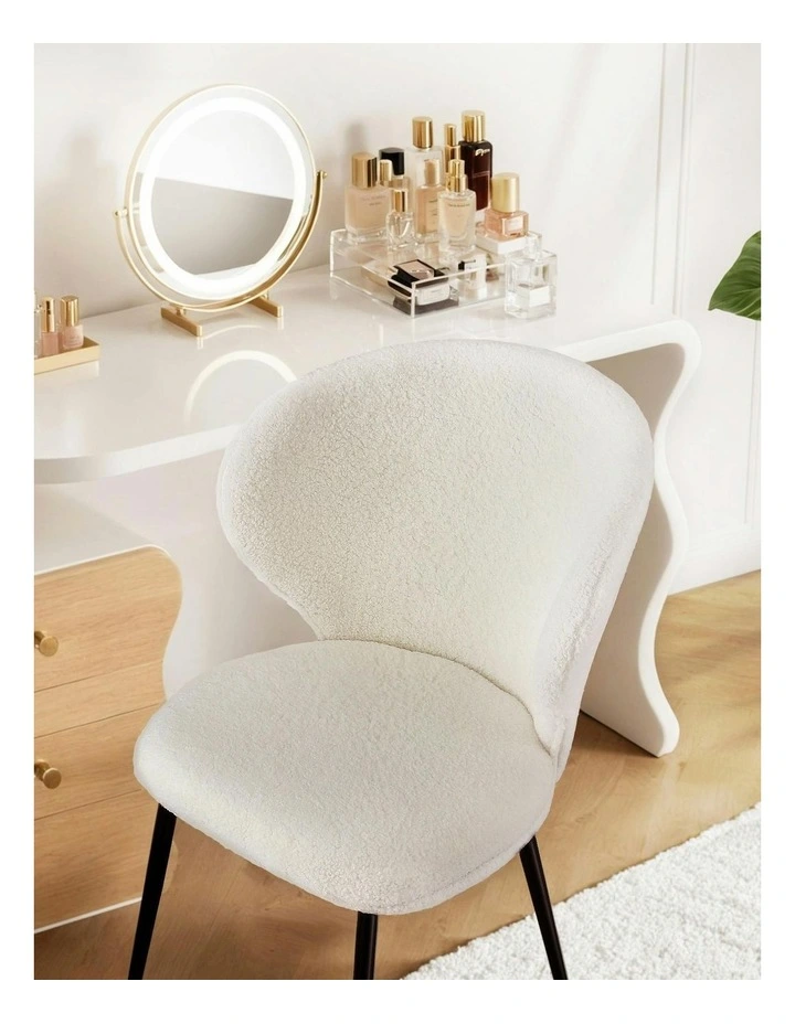 Sherpa Boucle Wing Back Dining Chairs 2x in White image 6