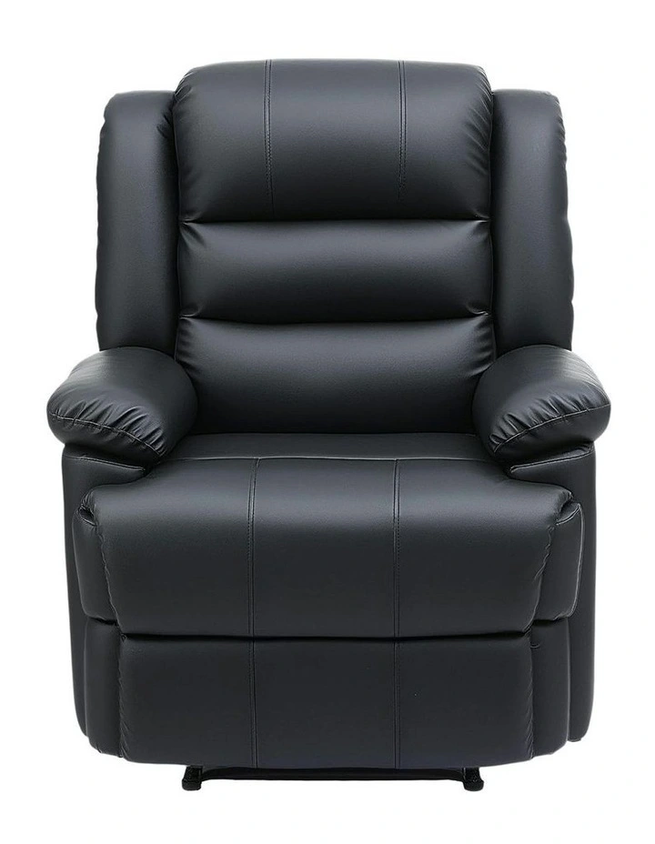 Leather Reclining Sofa in Black image 2