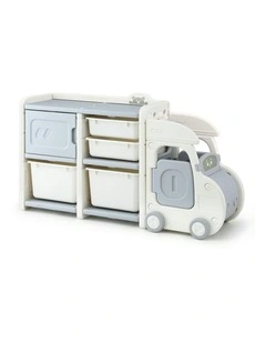 Toy Storage Organizer with 4 Storage Bins and Cabinet Car Shaped