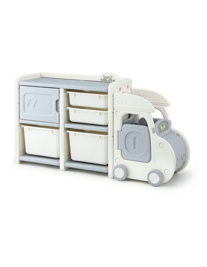 Toy Storage Organizer with 4 Storage Bins and Cabinet Car Shaped image 1