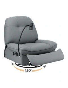Recliner with USB Ports Rocking Chair in Grey