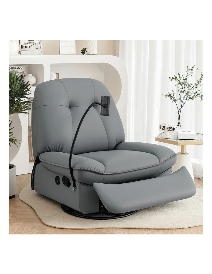 Recliner with USB Ports Rocking Chair in Grey image 3