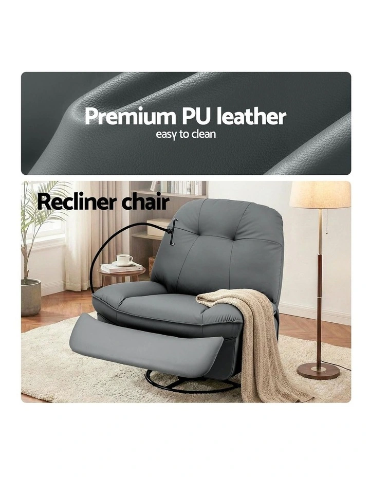 Recliner with USB Ports Rocking Chair in Grey image 6