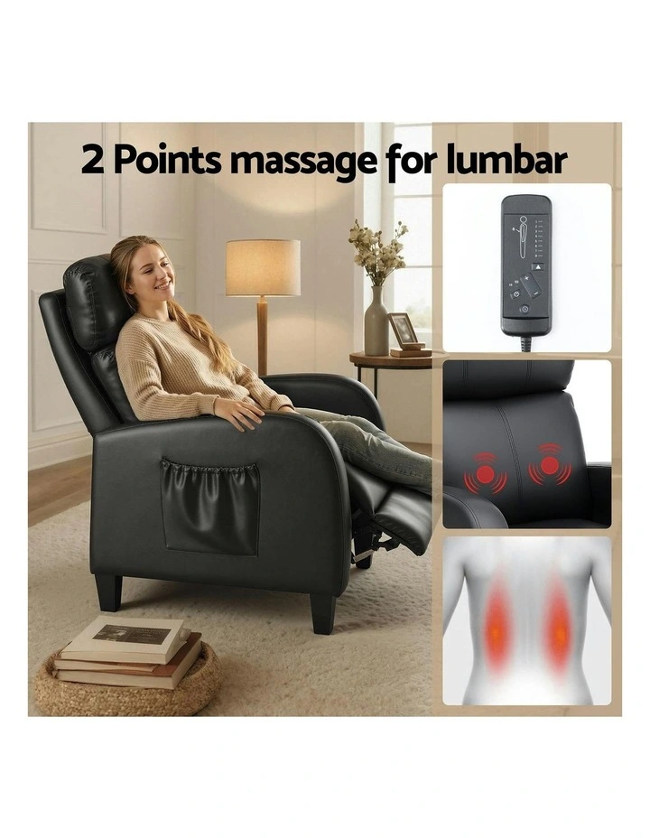 Massage Recliner Chair in Black image 7