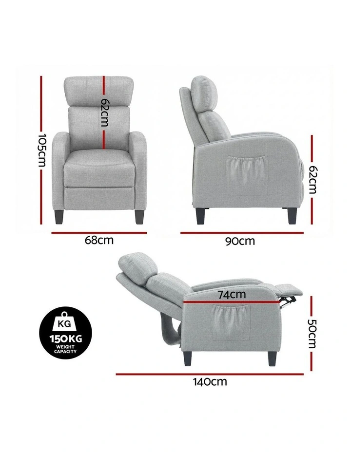 Massage Recliner Chair Small Recliner Sofa in Grey image 4