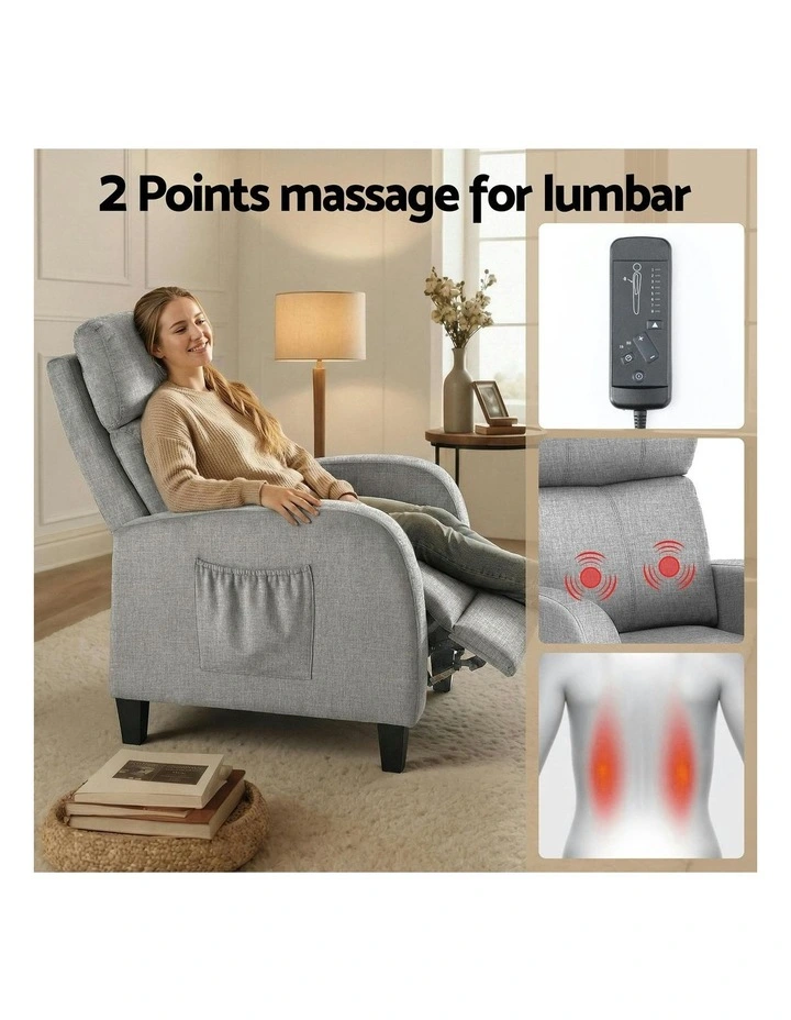 Massage Recliner Chair Small Recliner Sofa in Grey image 7