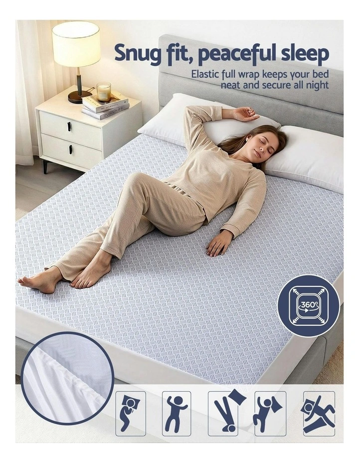 Cooling Mattress Protector Waterproof Deep Pocket Fitted Cover King in White image 6