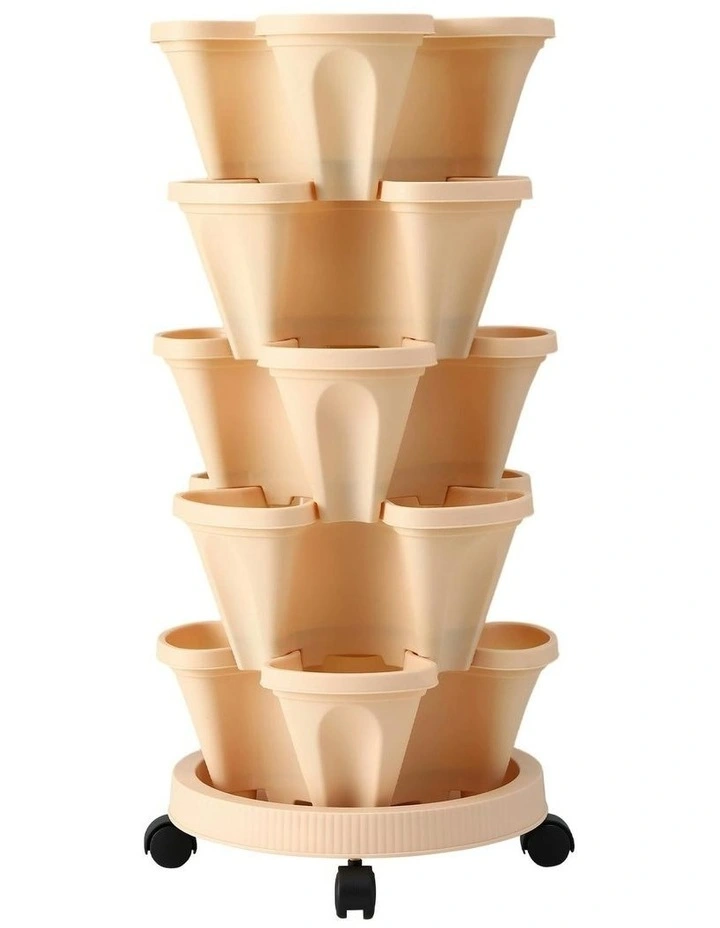 Garden Bed 5 Tier Vertical Garden Strawberry Stackable Planters Herbs in Green image 2