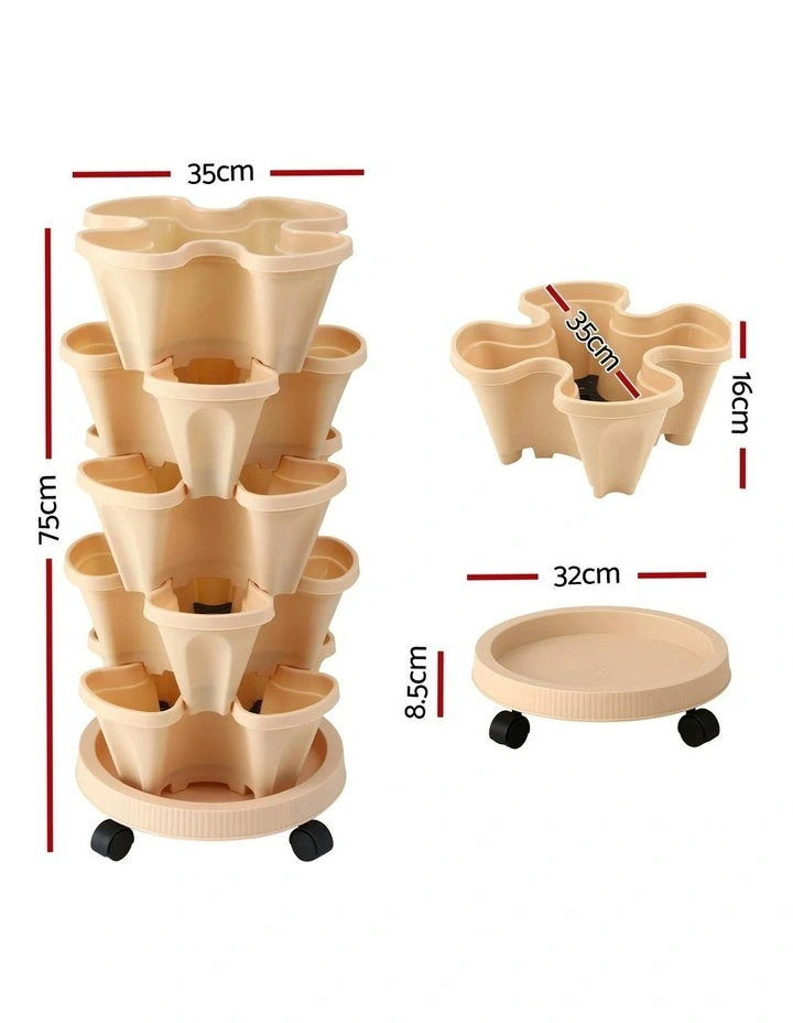 Garden Bed 5 Tier Vertical Garden Strawberry Stackable Planters Herbs in Green image 4