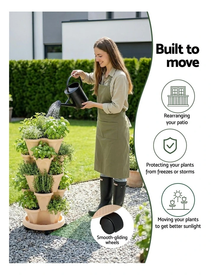 Garden Bed 5 Tier Vertical Garden Strawberry Stackable Planters Herbs in Green image 7