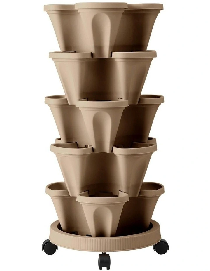 Garden Bed 5 Tier Vertical Garden Strawberry Stackable Planters Herb Petunias in Green image 2